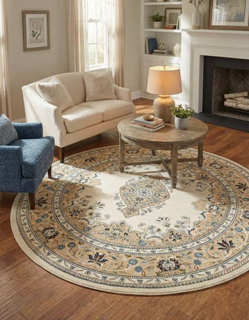 Cream Nain Design Round Rug