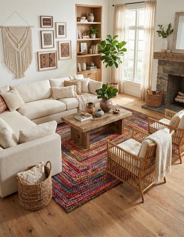 10' x 14' 1 Handmade Braided Chindi Rug