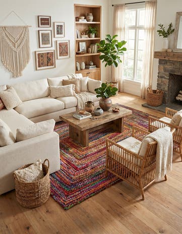 10' x 14' 1 Handmade Braided Chindi Rug