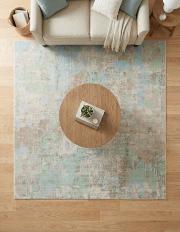 Teal Lotus Square Rug