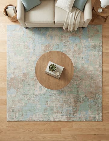 Teal Lotus Square Rug