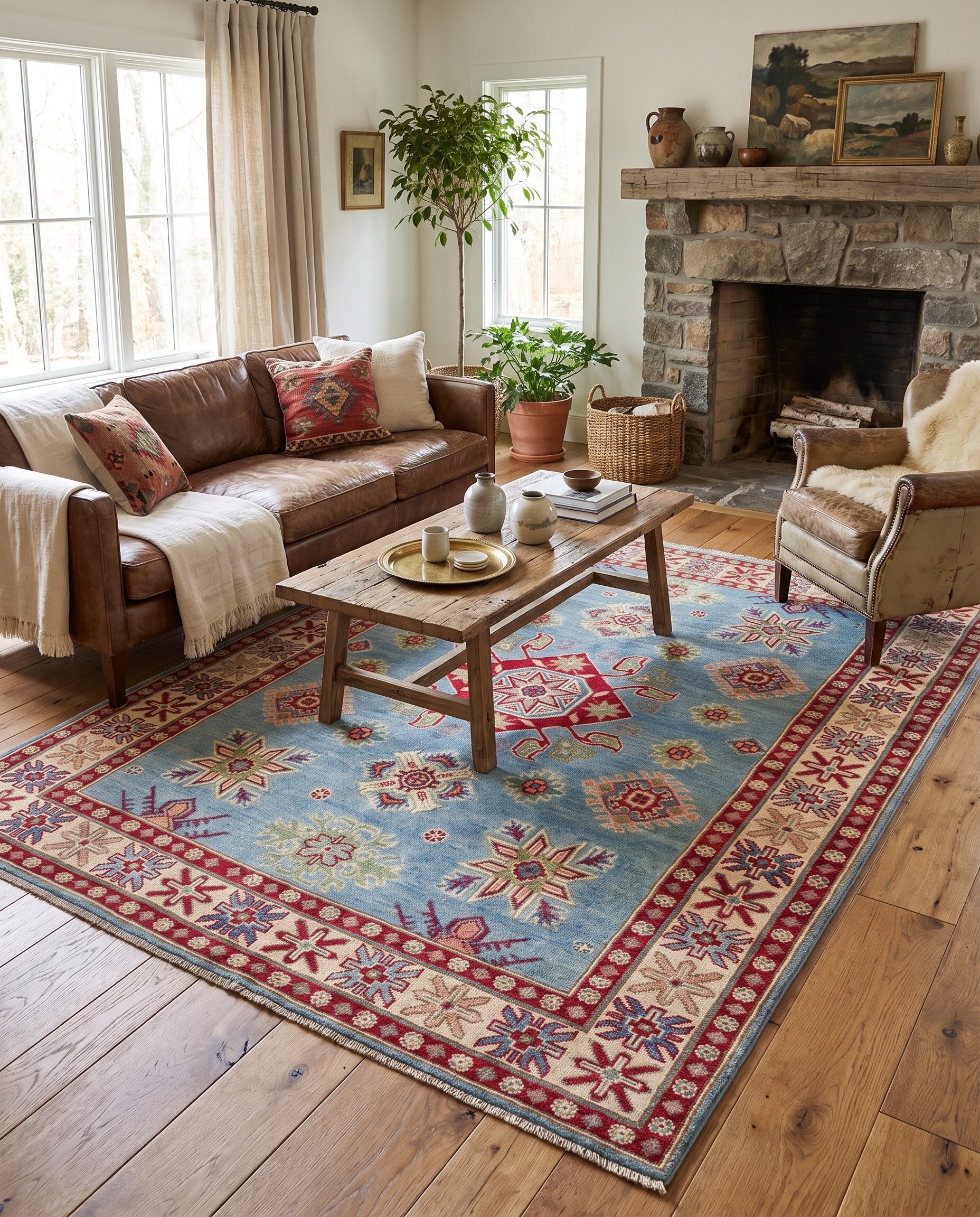 5' 3 x 6' 7 Hand Knotted Kazak Rug