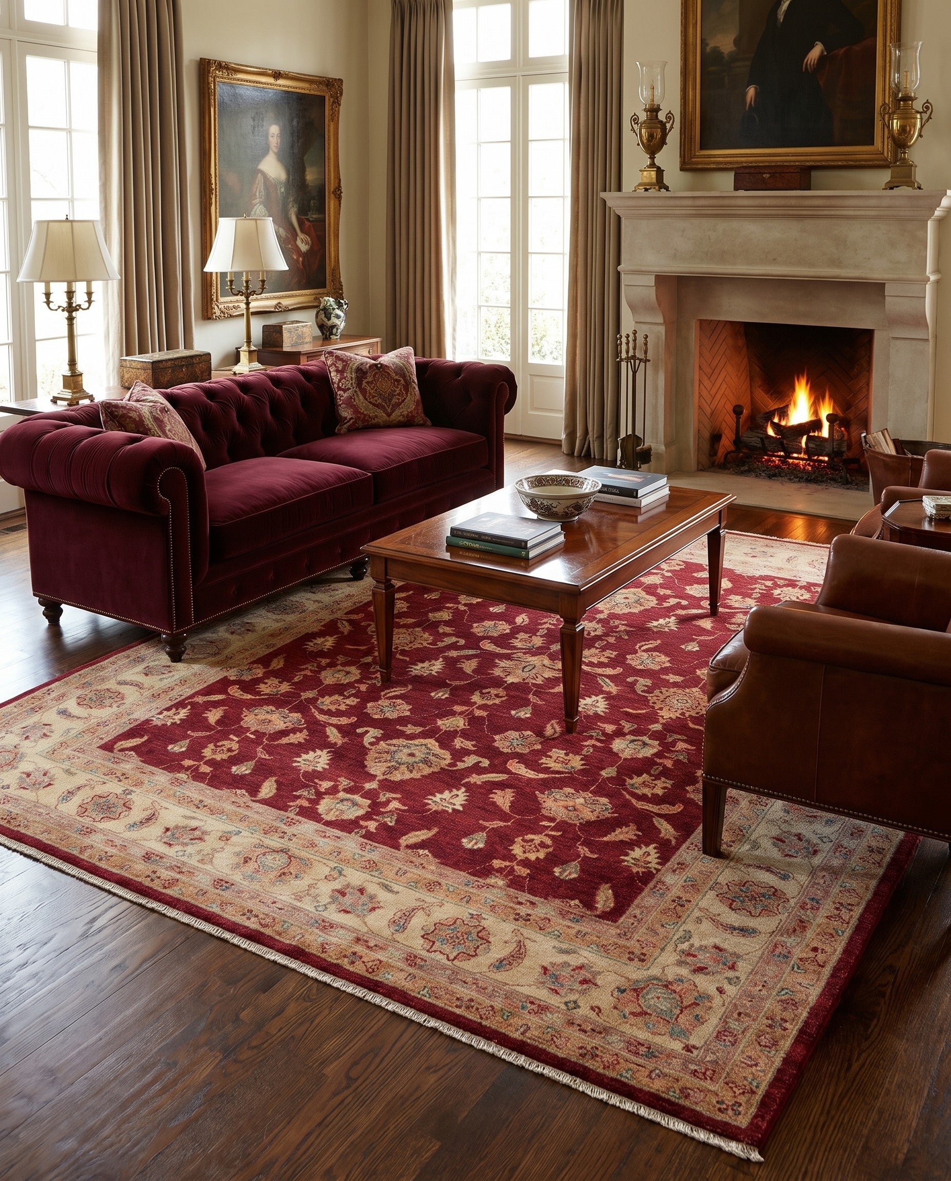 6' 11 x 8' Hand Knotted Ziegler Rug
