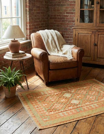 3' 4 x 5' Hand Woven Kilim Waziri Wool Rug