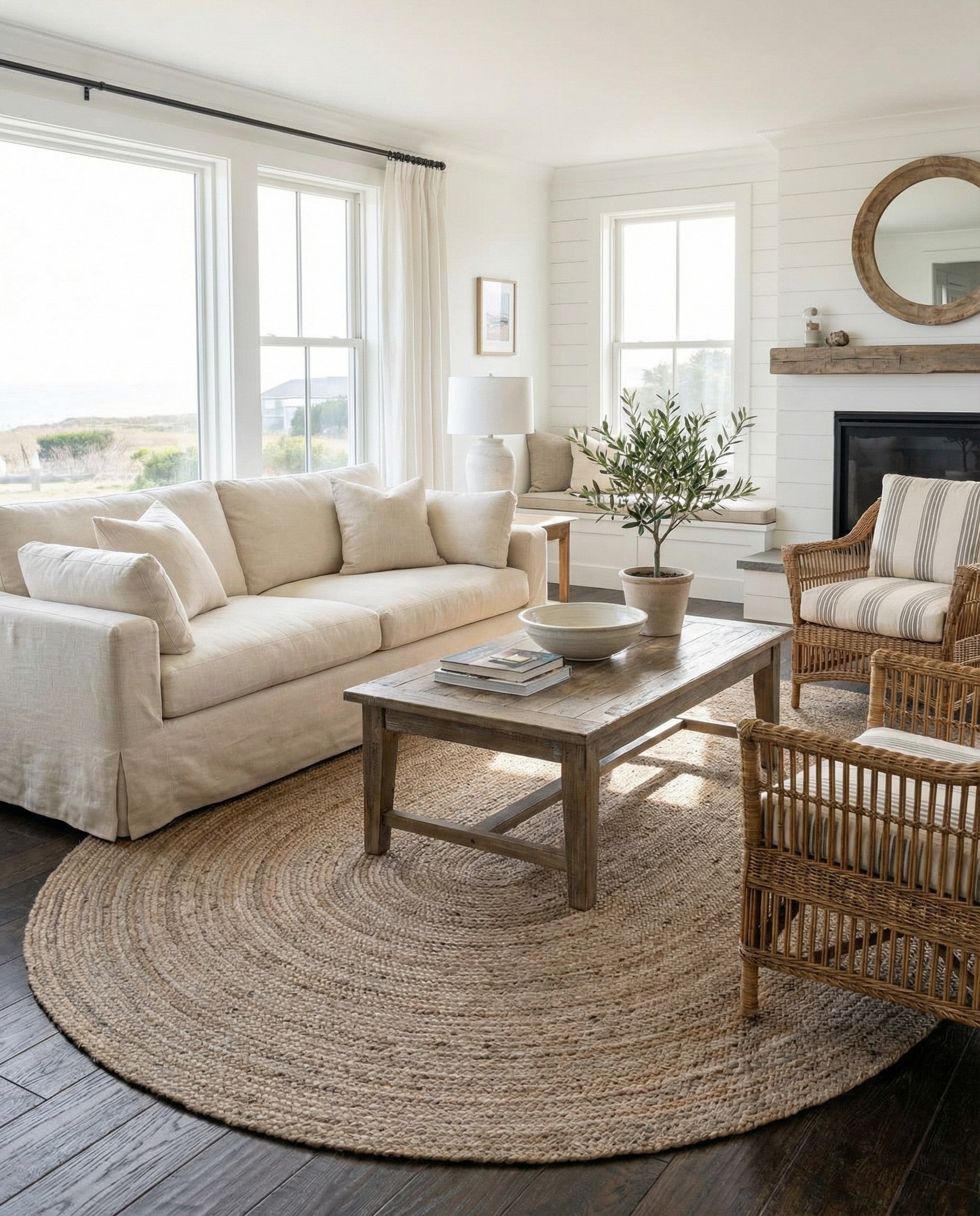 8' x 10'  Hand Braided Jute Oval Rug