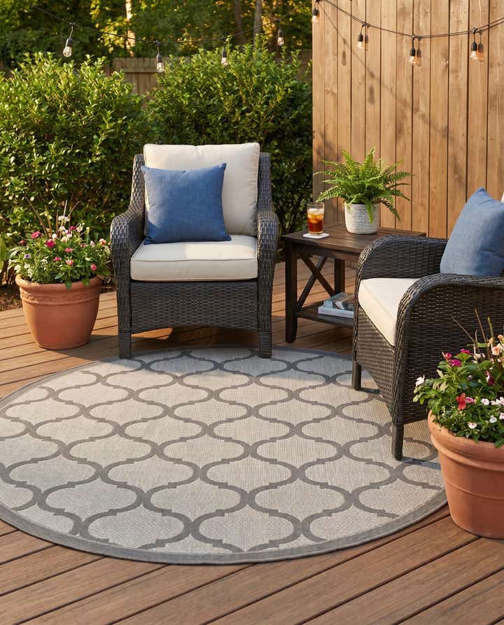 6' x 6' Easy-Clean Trellis Indoor / Outdoor Round Rug