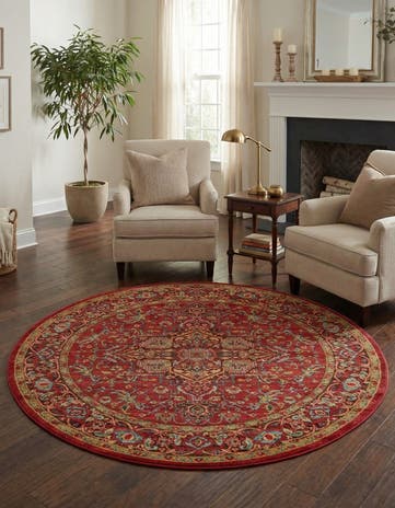 Red Sara Round Rug