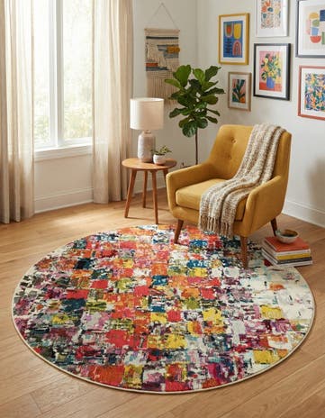 Washable Hyacinth Round Rug