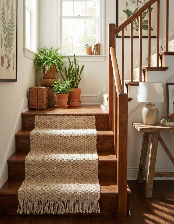 Detail image of 0' 9 x 2' 6  Hand Woven Chunky Jute Stair Rug