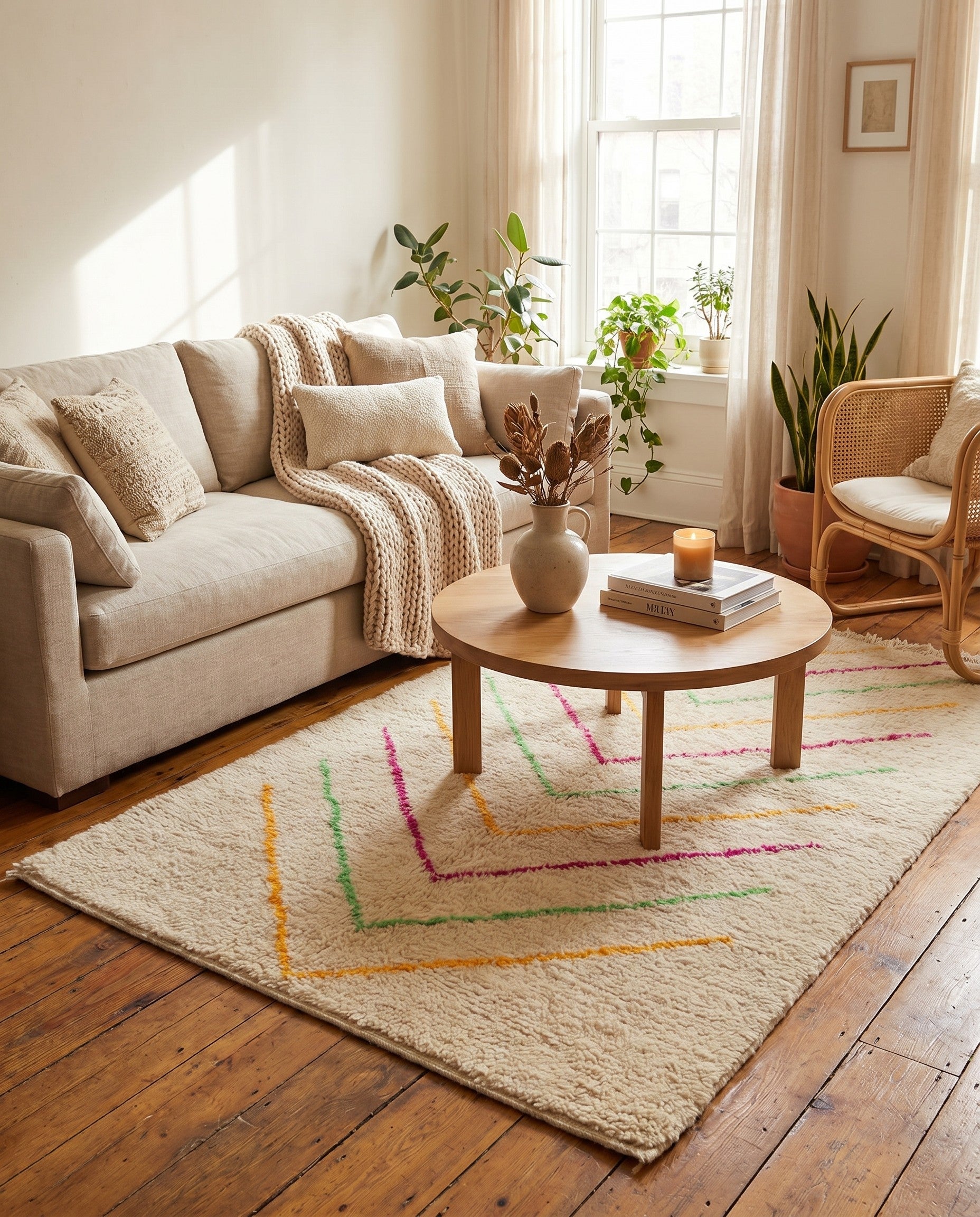 3' 9 x 5' 8 Hand Knotted Moroccan Wool Rug