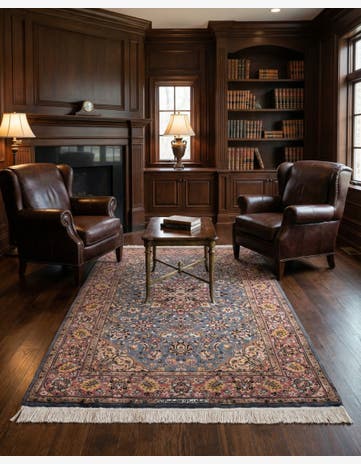 4' 2 x 6' 6 Hand Knotted Kashmir Oriental Wool Rug