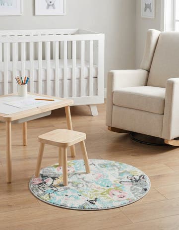 2' 2 x 2' 2 Animals Whimsy Kids Round Rug