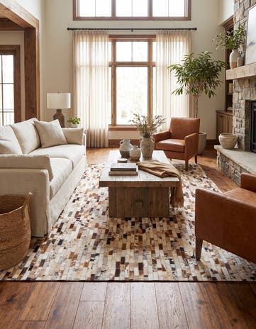 5' 2 x 8' Cowhide Leather Rug