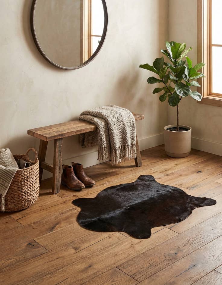 Detail image of 2' 1 x 2' 10 Cowhide Leather Rug