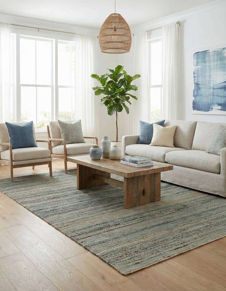 Detail image of 6' 1 x 9'  Hand Woven Palm Beach Jute Rug