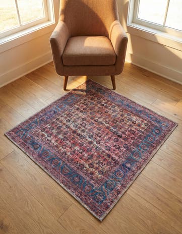 Antique Pink Washable Maahru Square Rug