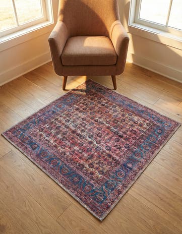 Antique Pink Washable Maahru Square Rug