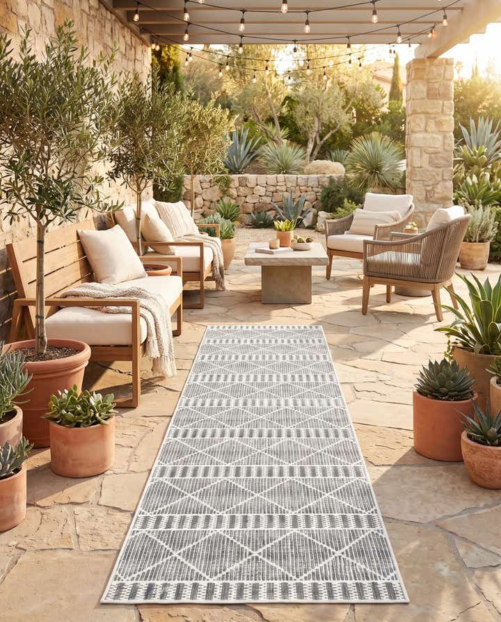 2' 7 x 10' Easy-Clean Lattice Indoor / Outdoor Runner Rug