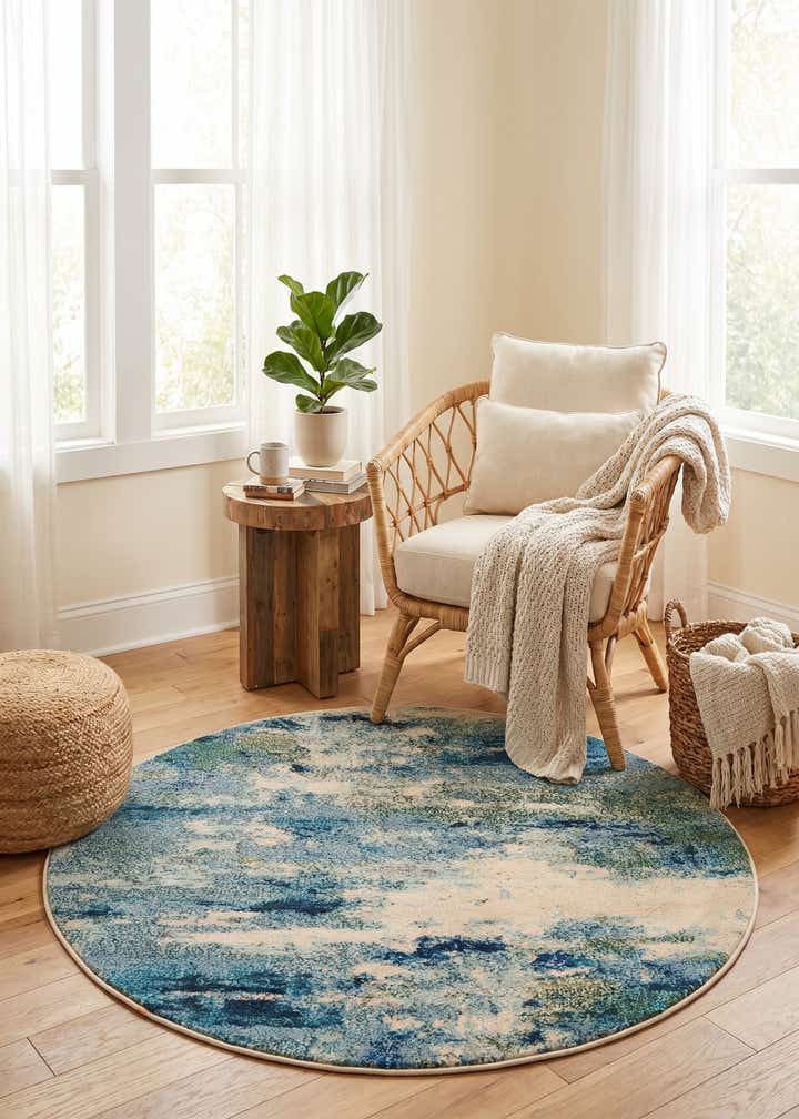 4' x 4' Washable Theia Round Rug