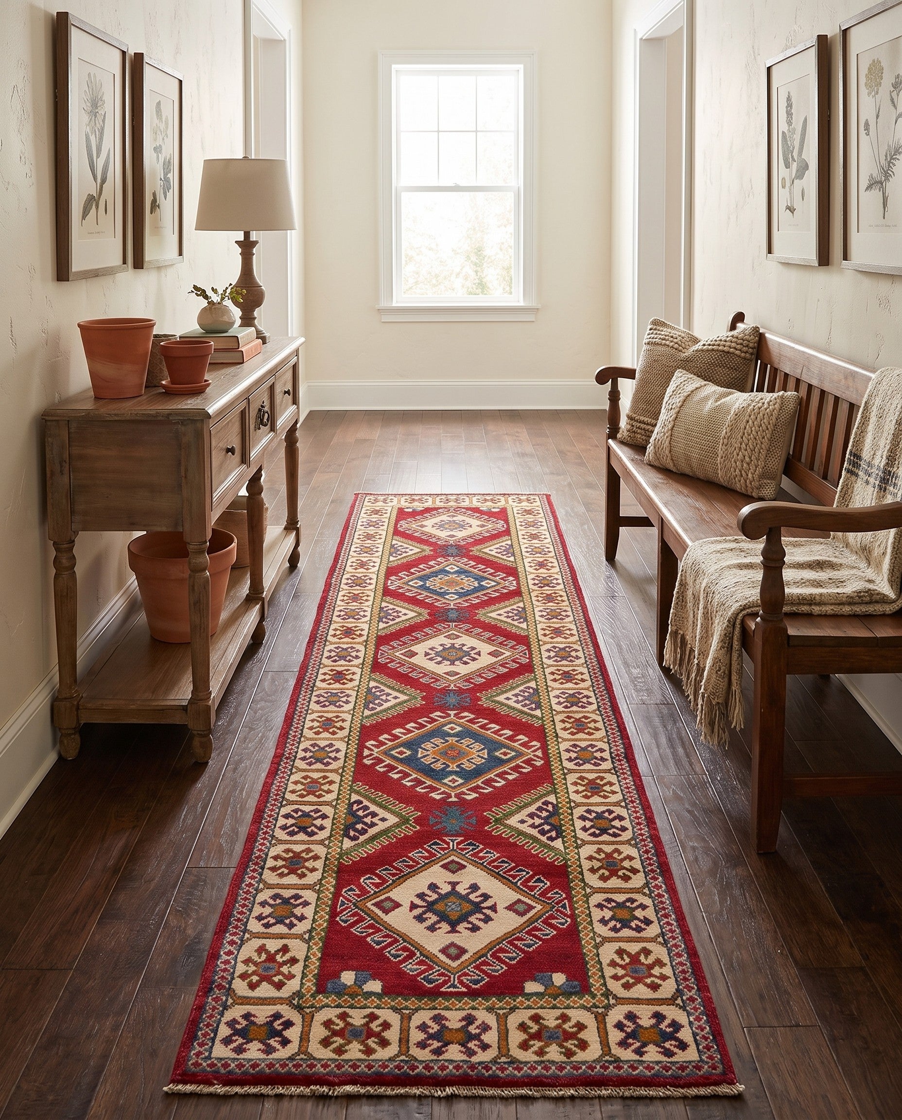 2' 8 x 9' 9 Hand Knotted Kazak Runner Rug