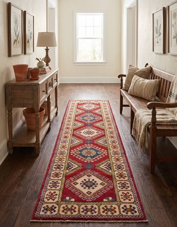 2' 8 x 9' 9 Hand Knotted Kazak Runner Rug