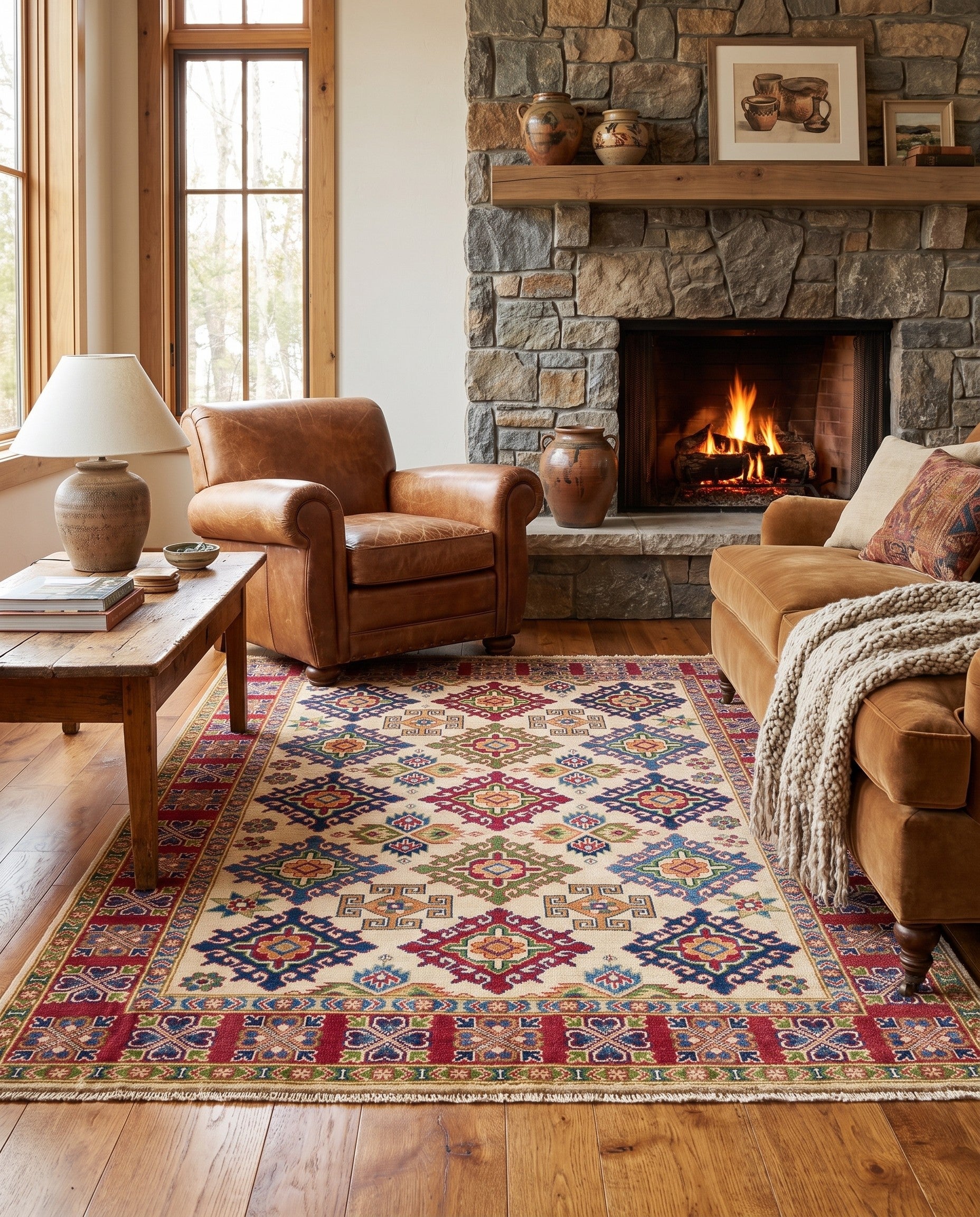 150cm x 205cm Hand Knotted Kazak Rug