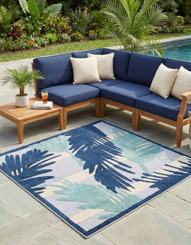 Detail image of 5' 3 x 5' 3  Washable Aruba Indoor / Outdoor Square Rug