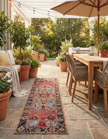 2' x 8' Easy-Clean Traditional Indoor / Outdoor Runner Rug