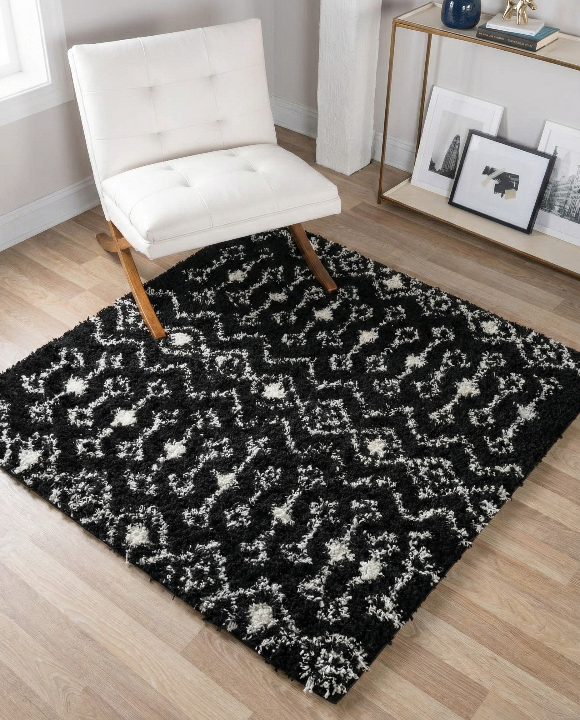 4' x 4' Moroccan Trellis Shag Square Rug