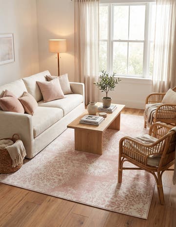 Ivory and Rose Pink Monte Carlo Rug