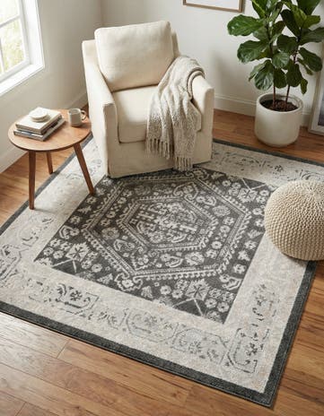 Charcoal Aurelia Square Rug
