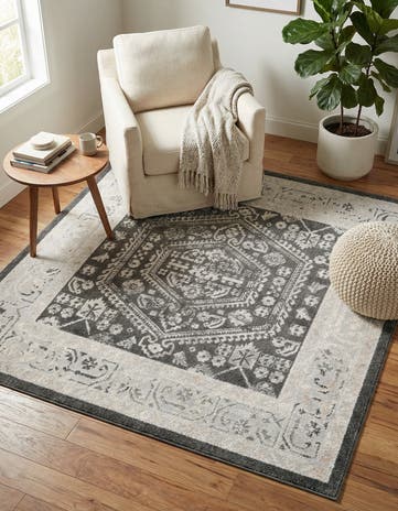 Charcoal Aurelia Square Rug
