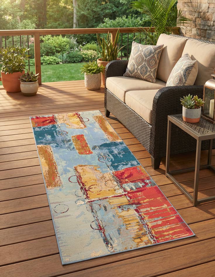 Detail image of 2' 7 x 7' Easy-Clean Modern Indoor / Outdoor Runner Rug