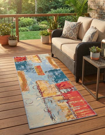 2' 7 x 7' Easy-Clean Modern Indoor / Outdoor Runner Rug