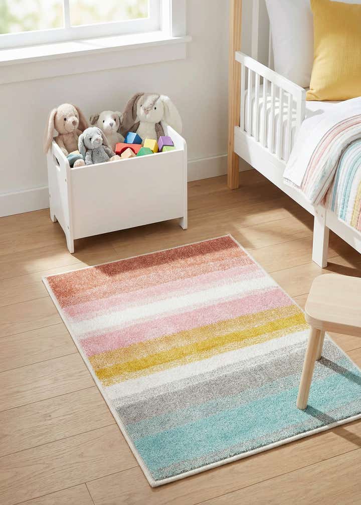 2' 2 x 3' Rainbow Stripes Whimsy Kids Rug