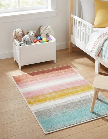 2' 2 x 3' Rainbow Stripes Whimsy Kids Rug