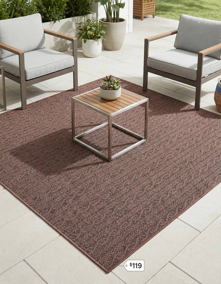 Detail image of 6' x 6' Washable Modern Indoor / Outdoor Square Rug