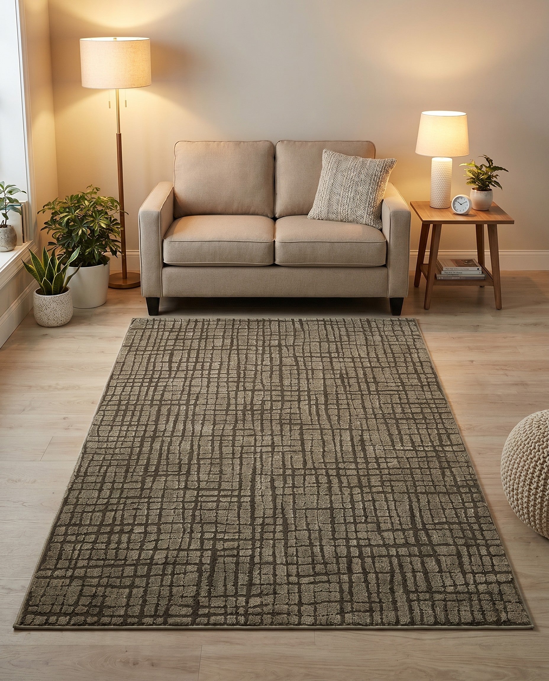 Vintage Army Green Textura Designer Rug
