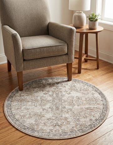 Ivory Oregon Round Rug