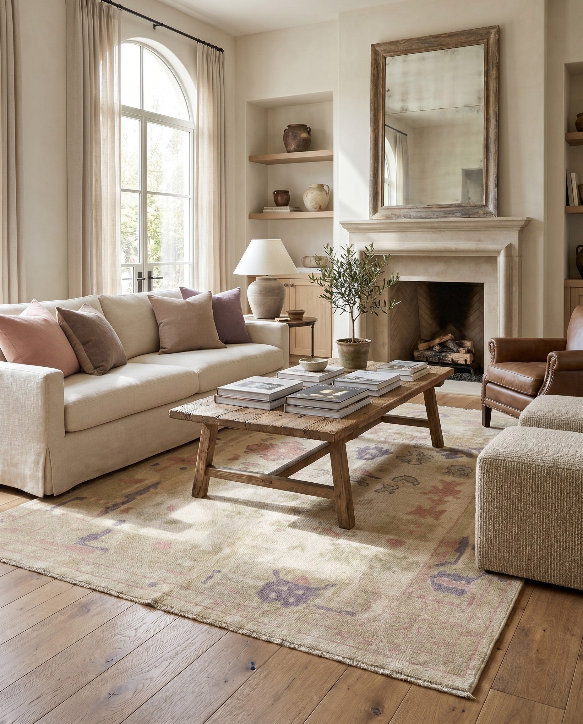 4' 7 x 6' 1 Hand Knotted Oushak Wool Rug