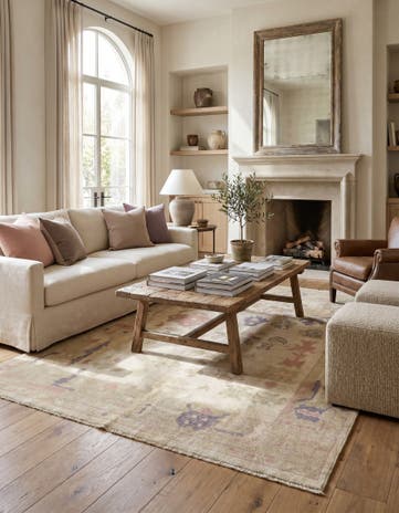 4' 7 x 6' 1 Hand Knotted Oushak Wool Rug