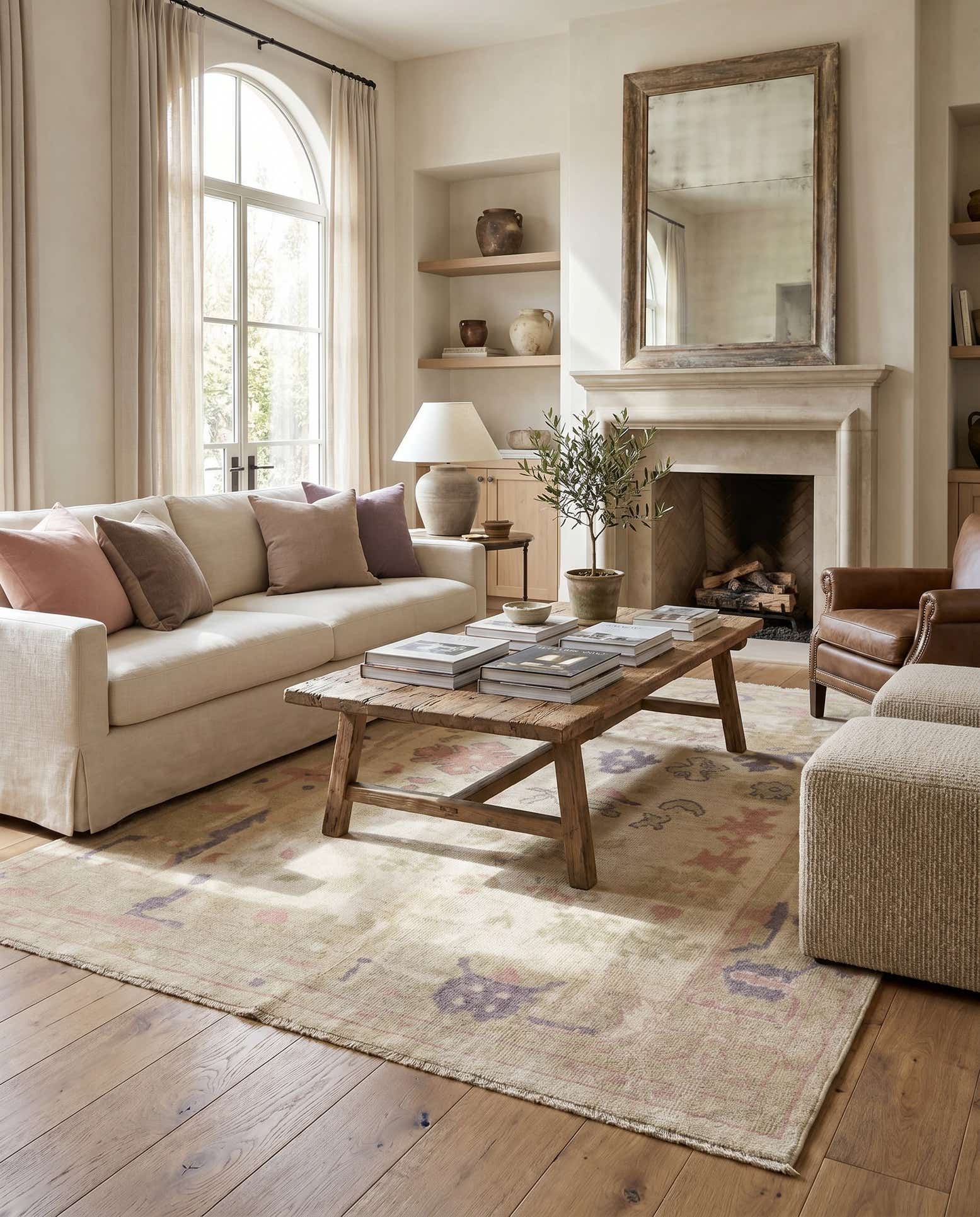 4' 7 x 6' 1 Hand Knotted Oushak Wool Rug