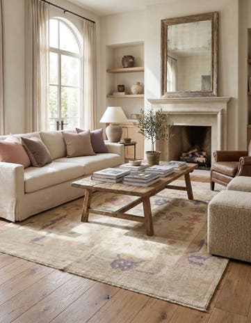 4' 7 x 6' 1 Hand Knotted Oushak Wool Rug