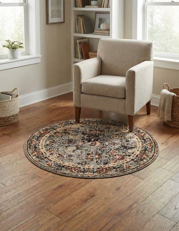 Blue Saturn Round Rug