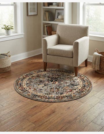 Blue Saturn Round Rug