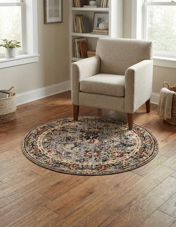 Blue Saturn Round Rug