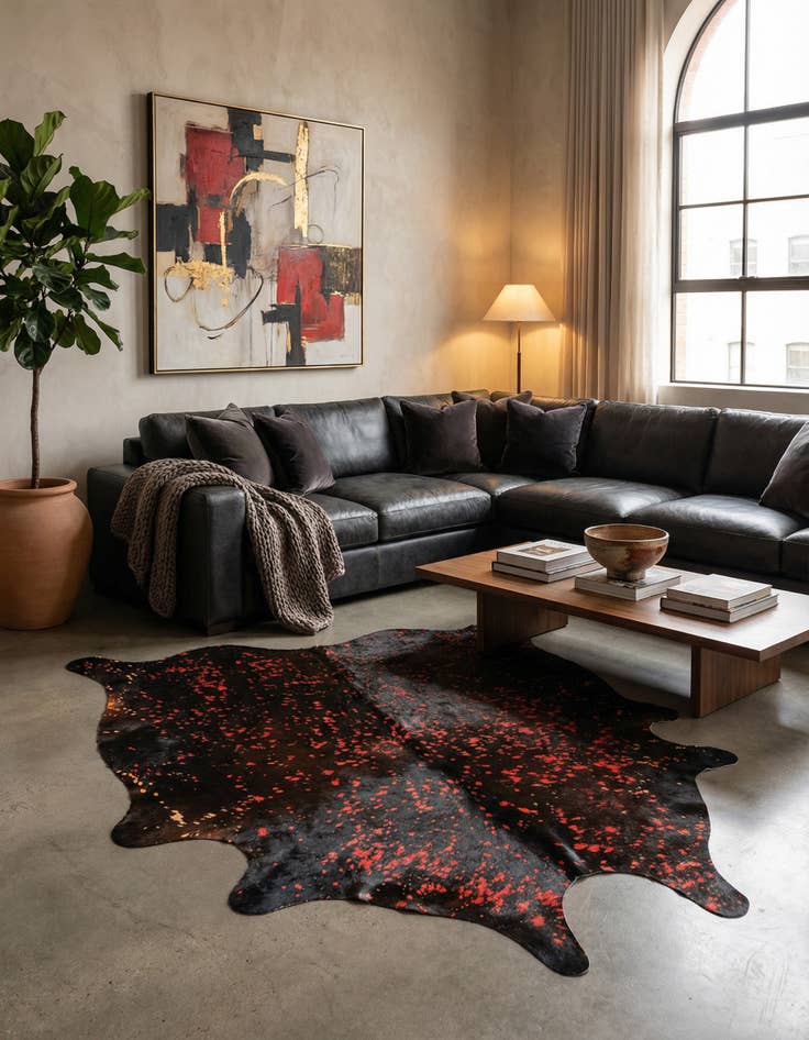 Detail image of 6' 2 x 7' 9 Cowhide Leather Rug