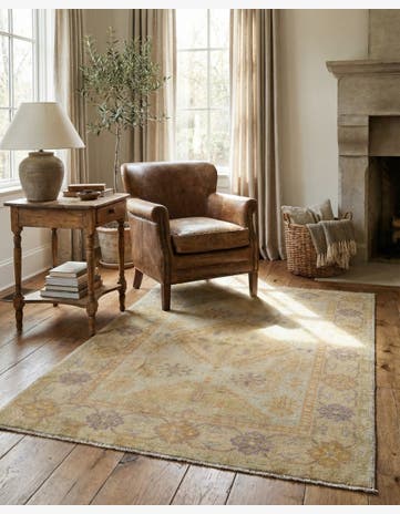 3' 5 x 4' 9 Hand Knotted Oushak Wool Rug