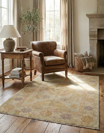 3' 5 x 4' 9 Hand Knotted Oushak Wool Rug