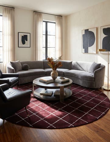 Black and Silver Vogue Geo Round Rug